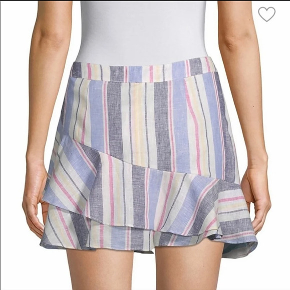 NWT - Parker Ruffle Linen Mini Skirt, Multi Color, Size‎ Small - Picture 2 of 7